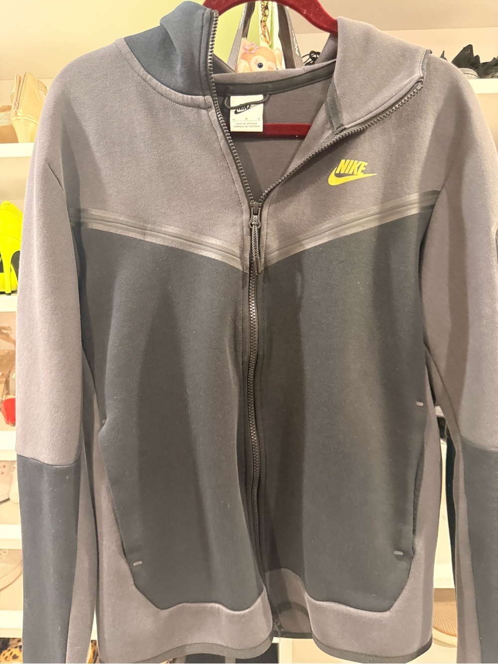 Nike Tech Grey & Charcoal Zip-Up Hoodie and pants with gold  Logo